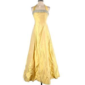 Vintage 90s Zum Zum Prom Dress Gold Brocade Gown Princess Formal Size 3